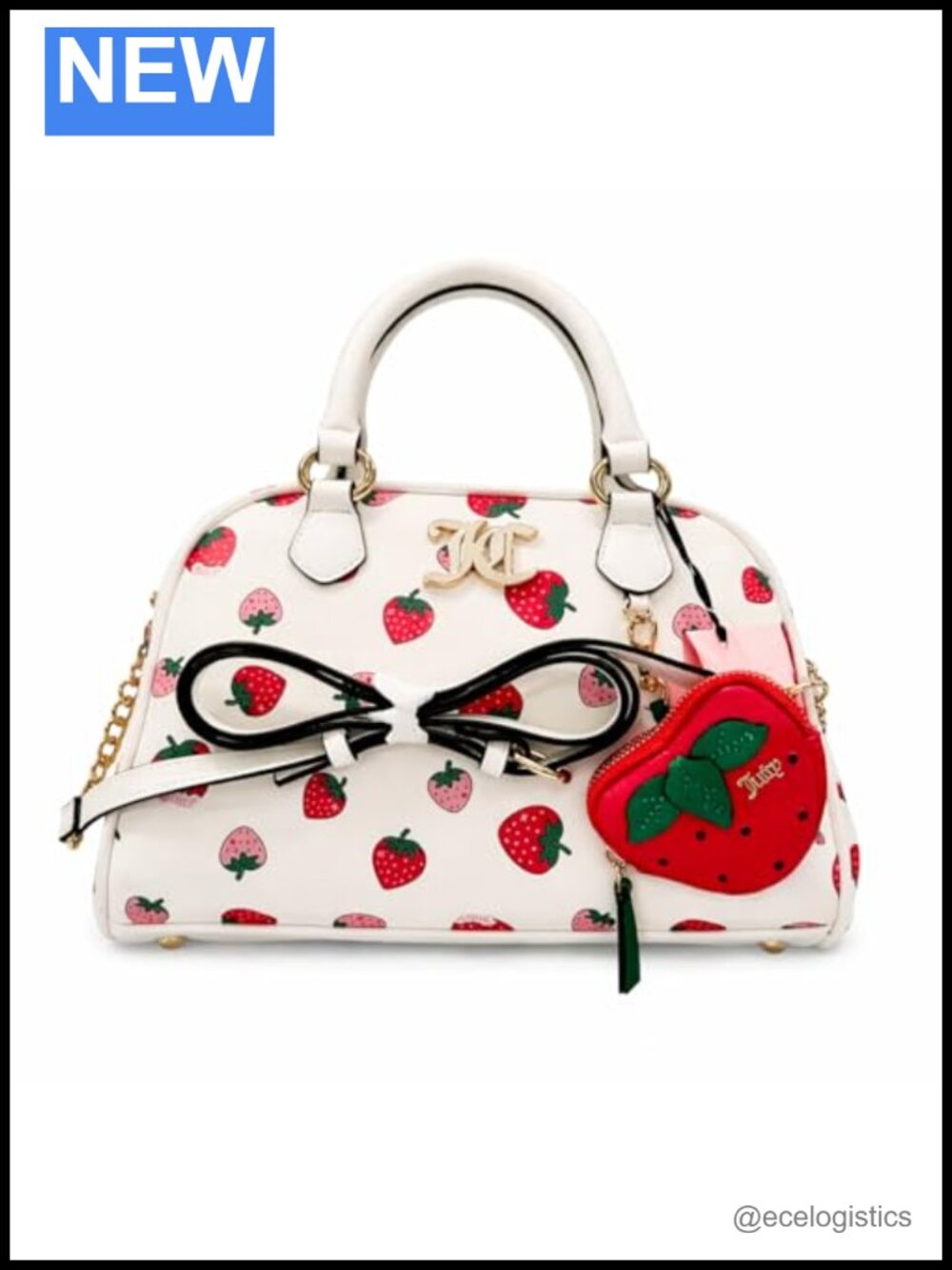 Faux Leather Bowler Handbag with Detachable Chain Strap and Coin Purse
